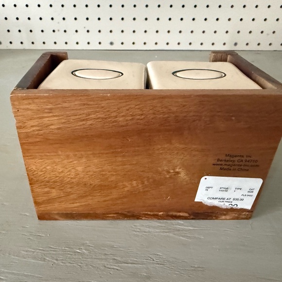 Rae Dunn Wooden Perpetual Calendar with White Ceramic Blocks - Picture 3 of 3